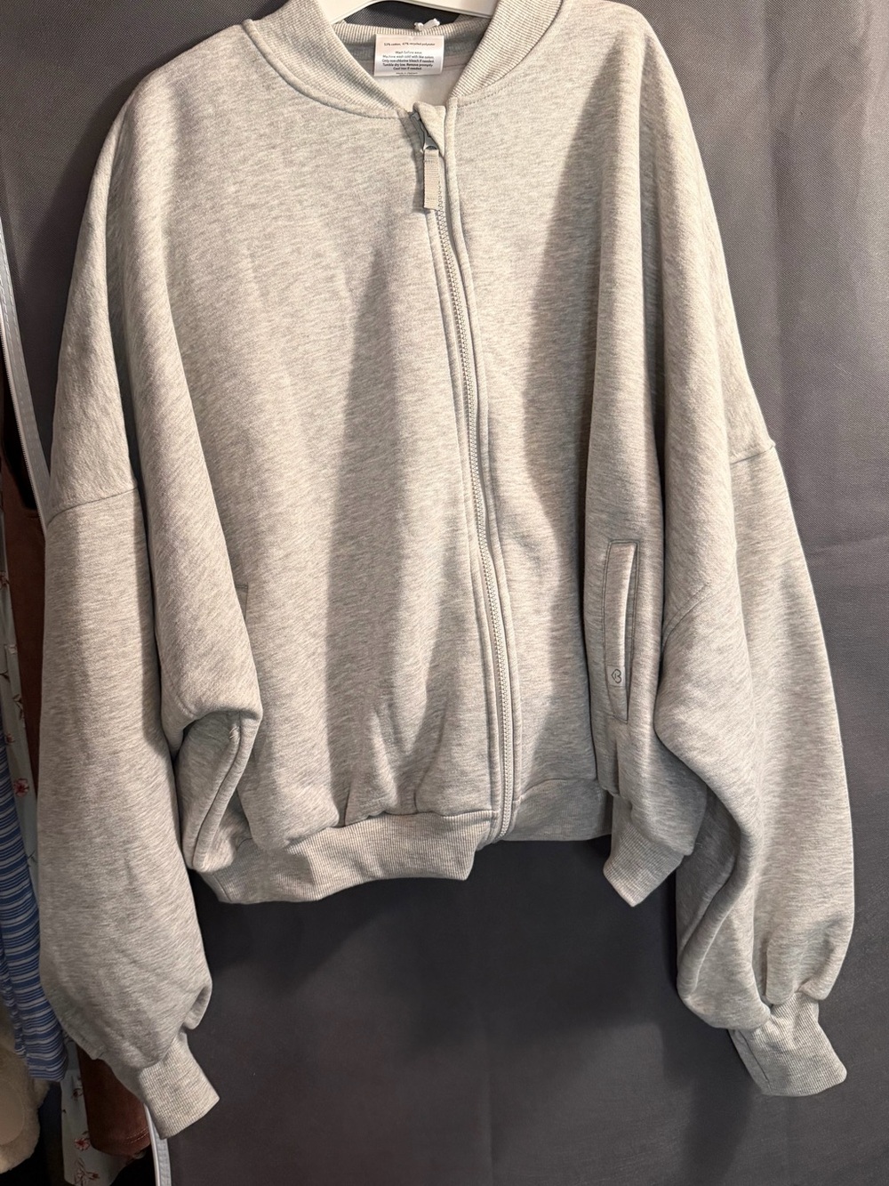 Blogilates Heater Gray Bomber Jacket Size 2X NWT